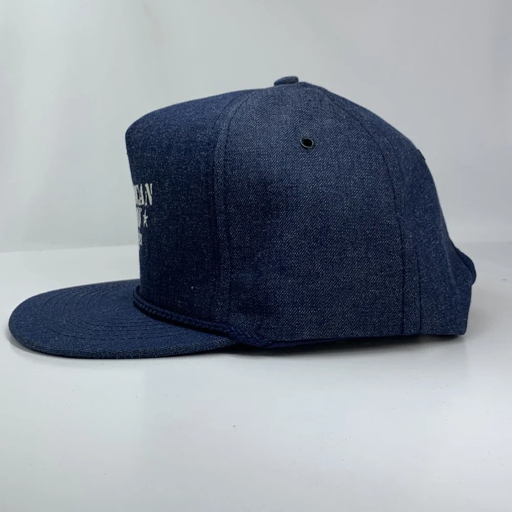 Vintage Wrangler American Hero Trucker Hat Denim Rope Snapback Cap Made in USA